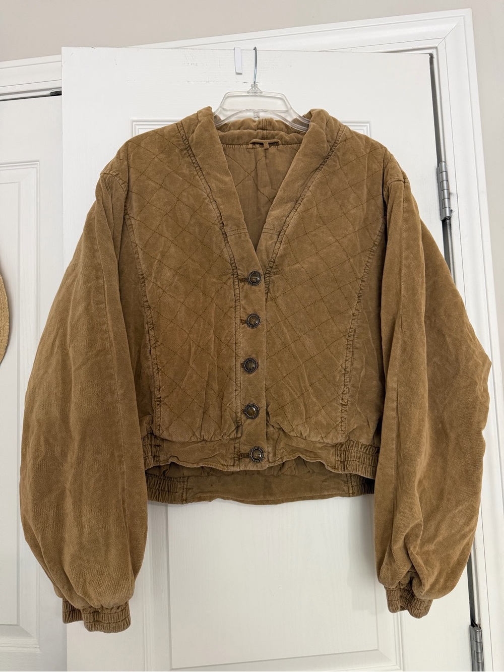 Free People Main Squeeze Brown quilted corduroy jacket, button front, Size S